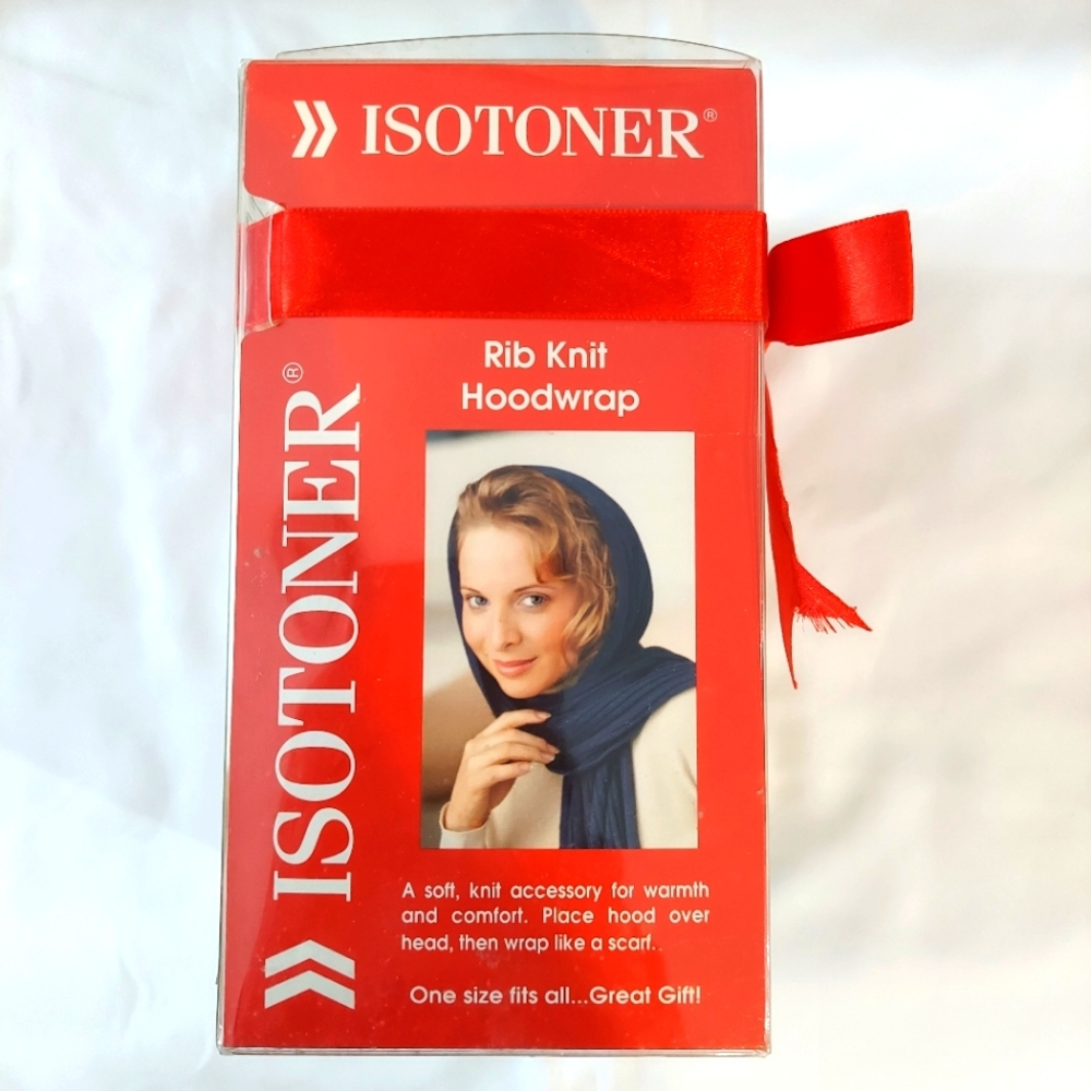 Isotoner rib knit hood wrap ivory NEW IN PACKAGE One Size Fits All